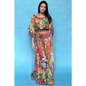 ANTICA SARTORIA Knights Are Back Red Orange PANTS TOP SET NWT OS Gorgeous